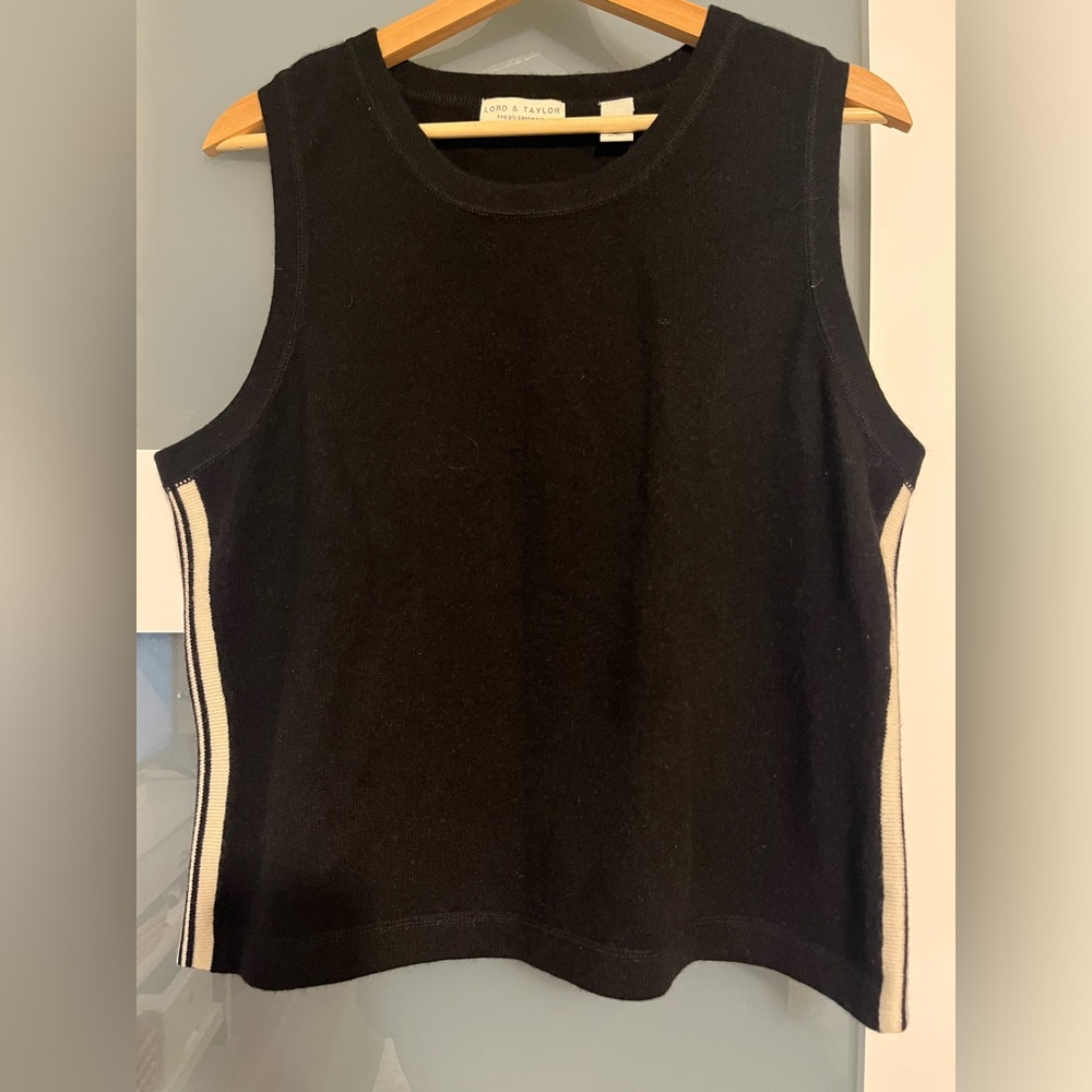 Lord & Taylor sleeveless sweater top 100% cashmere XL